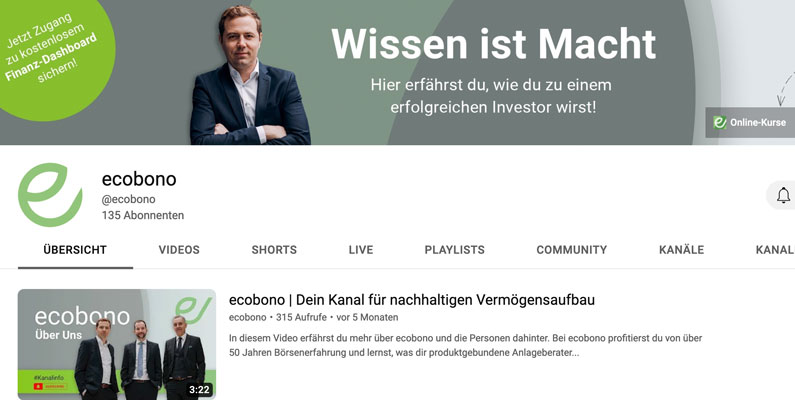 Entdecke den ecobono YouTube-Kanal!