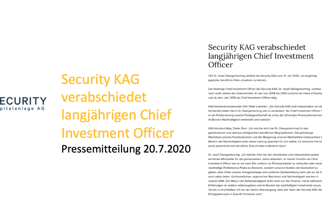 Security KAG verabschiedet langjährigen Chief Investment Officer