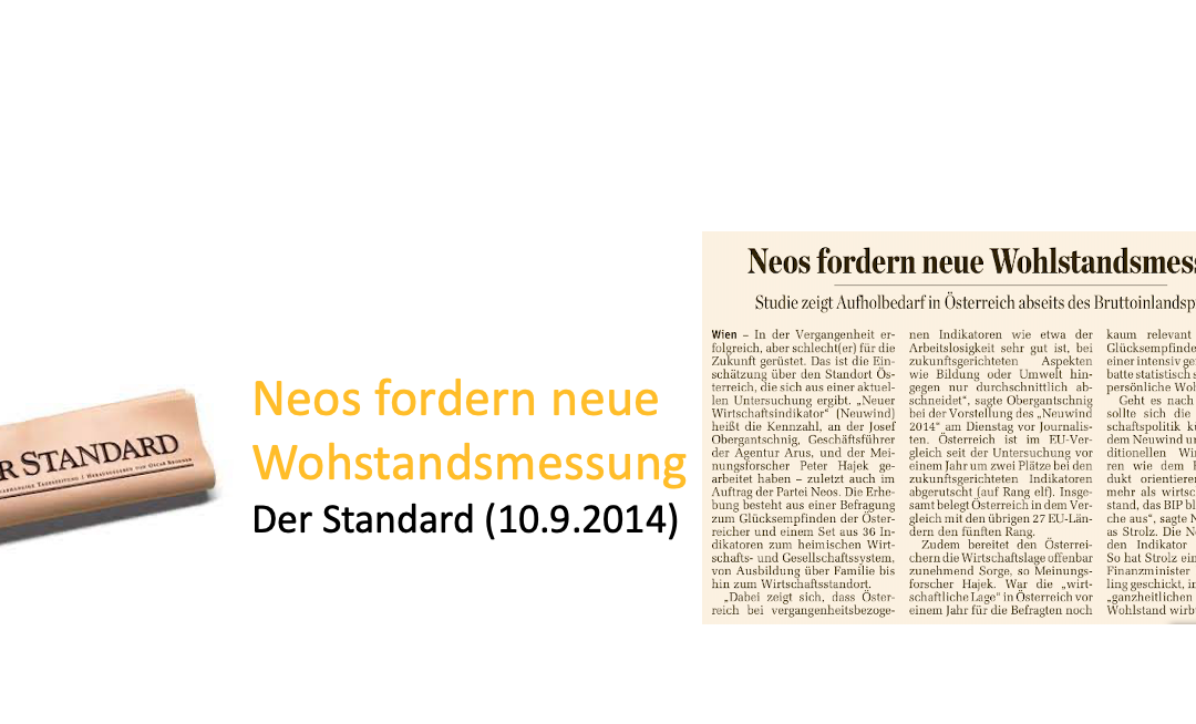 Neos fordern neue Wohlstandsmessung